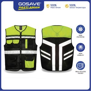 GOSAVE Rompi Inspector Safety Vest Tebal Kantong Resleting K3