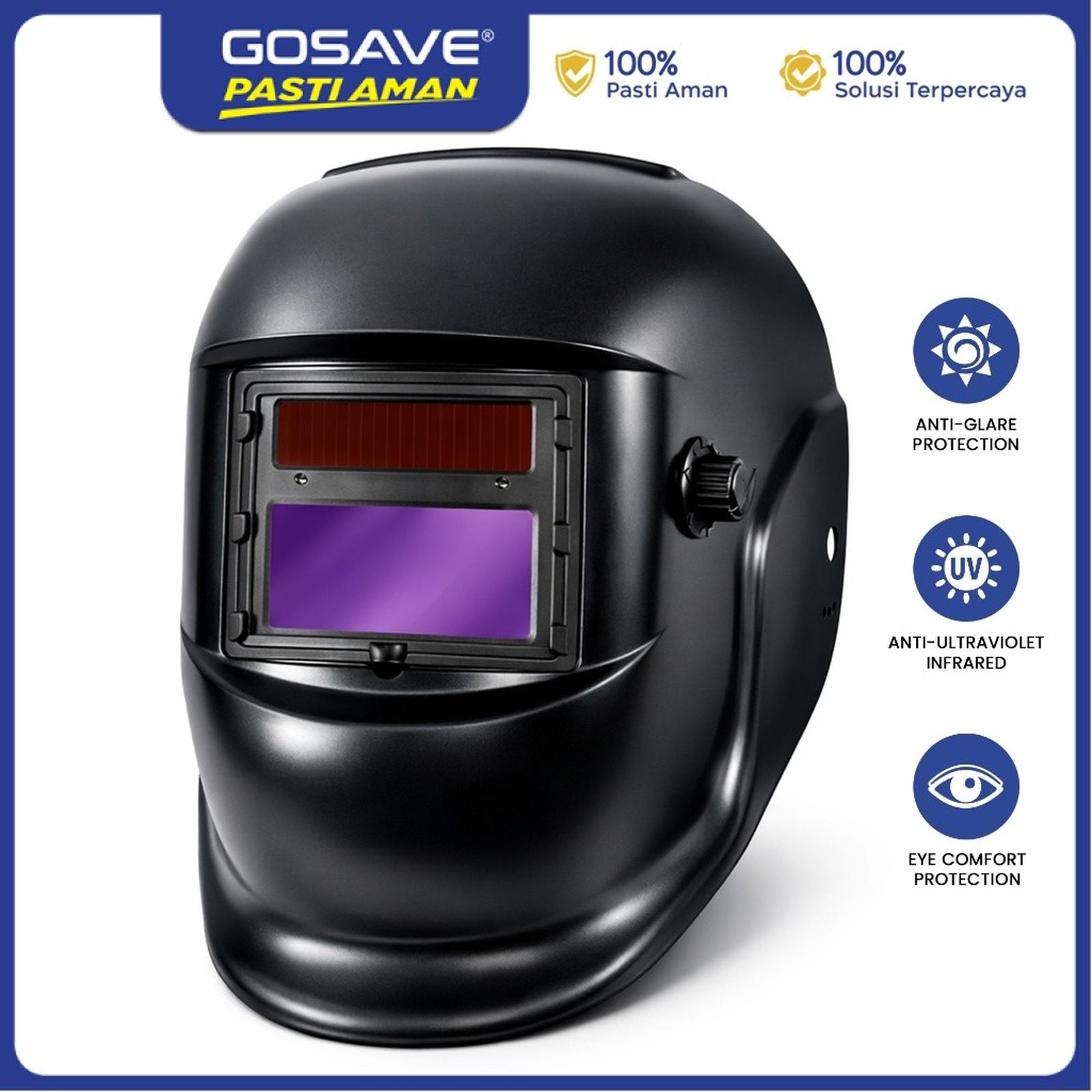 GOSAVE Helm Las Otomatis Auto Darkening Welding Helmet Adjustable Headgear Anti Silau UV IR